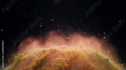 Exploding Powder Cloud, Vibrant Color Dust Particles, Abstract Energy Burst