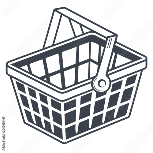 Foto Clean Outline Vector Illustration of a Foldable Shopping Basket for Retail and G