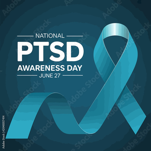 National PTSD Awareness Day Ribbon Graphic Design Illustration