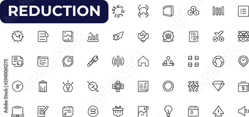 Photos Title (120 characters)  
Reduction Icon Set – Modern Line Illustration Represent
