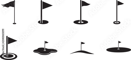 Golf flag icon set vector illustration for website, logo, app, template, UI and sports design use.