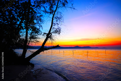 Bild auf Leinwand Sunset over sea in Thailand