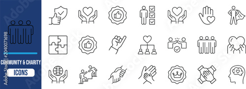 Foto Community and charity line icons