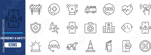 Quadro su tela Emergency medical safety line icons