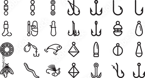 Photos Fishing terminal tackle hooks and lure equipment icon set