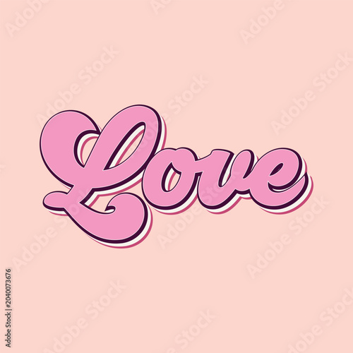 Love Retro Script Typography Design in Pink Color