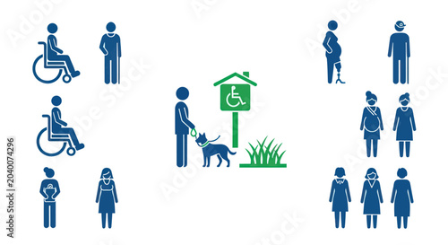 Bild auf Leinwand Diverse People and Accessibility Icon Set