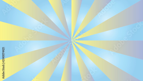 Fotografie Abstract pastel sunburst background with soft yellow and blue radial rays concentrated to a central focal point