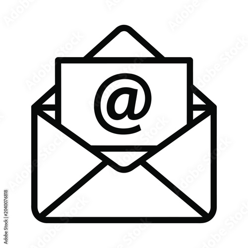 Email Icon with At Symbol in Envelope