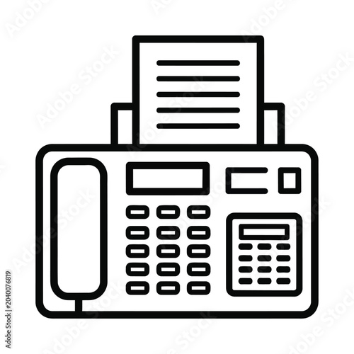 Fax Machine Icon with Paper