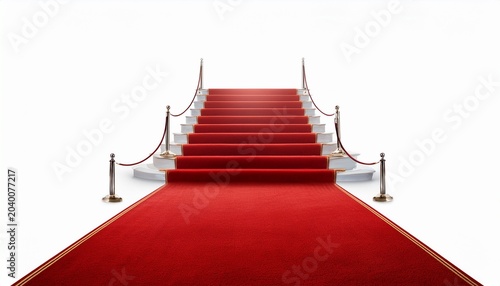 endless red carpet against isolated background