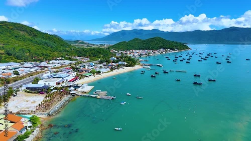 Aerial view of the coastline close to Monkey Island near Nha Trang, Vietnam