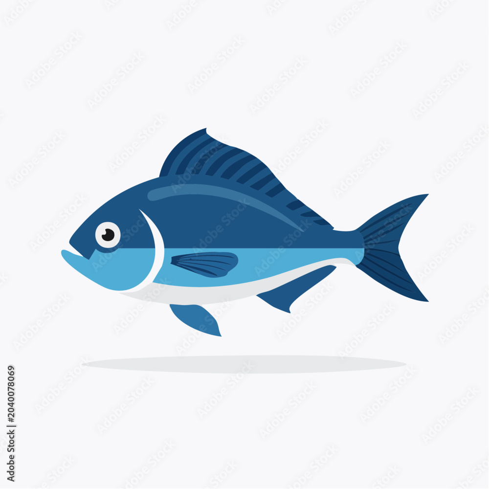 Obraz premium Stylized Blue Fish Illustration