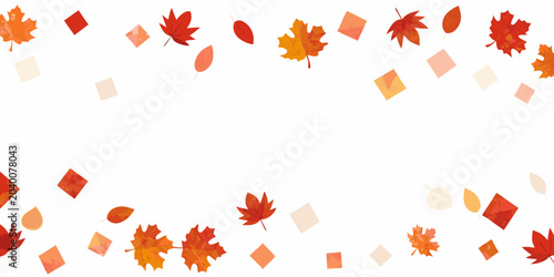 Fotografija Falling Maple Leaves And Geometric Shapes Vector Illustration On White Backgroun