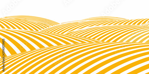 Quadro su tela Striped rolling hills vector illustration with a white background