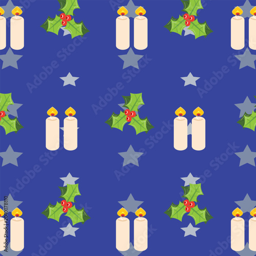  Christmas Seamless Background with Star Ornaments