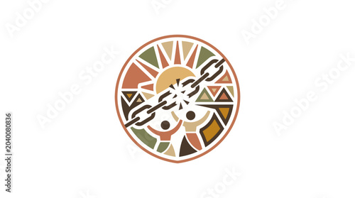 Tableau sur toile Broken Chain Icon of Freedom and Liberation
