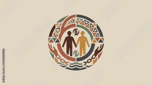 Bild auf Leinwand Juneteenth Celebration Emblem with Hands and Chains