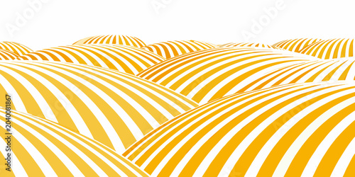 Photos Striped undulating hills vector illustration with yellow and white tones