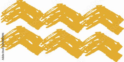 Konstfotografi Yellow Zigzag Brush Stroke Pattern On White Background