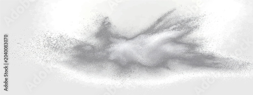 Foto A stylized dove, emerging from explosion grey dust particle cloud, symbolizing hope, peace, transformation, freedom