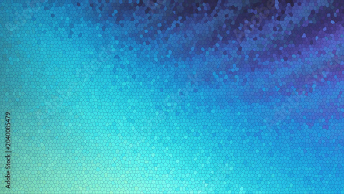 Mosaic blue green and purple gradient background with small hexagonal tiles pattern design element