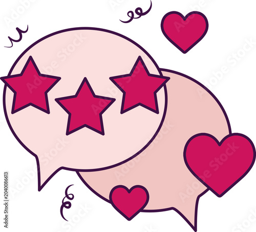 Illustration of Speech Bubbles with Hearts and Stars