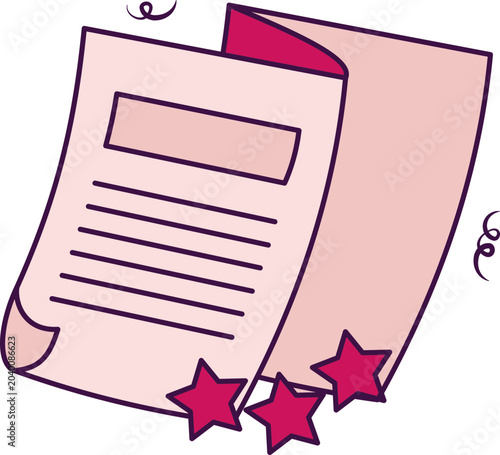 Colorful Document with Stars Illustration