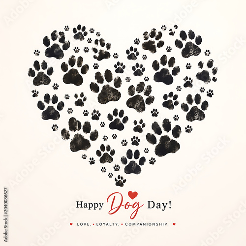 Dog Paw Print Heart Shape – Pet Love Symbol, Animal Care and Dog Appreciation Concept