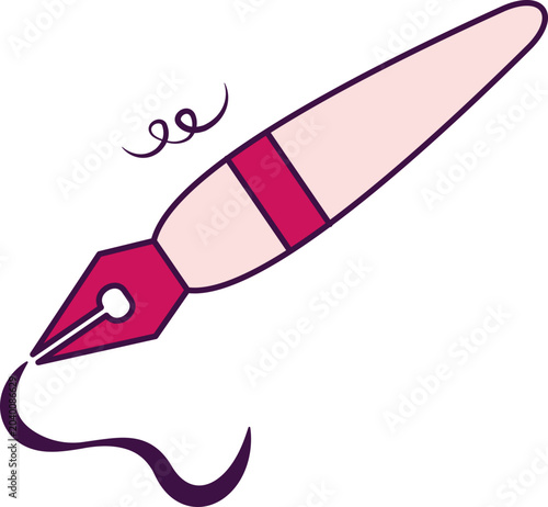 Illustration of a Fountain Pen with Ink Swirl