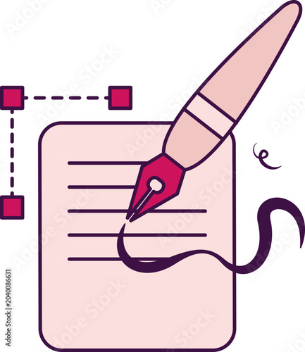 Illustration of Fountain Pen and Paper