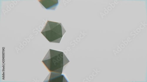looping 3d geometric icospheres on solid colour background, abstract 3d looping background wallpaper