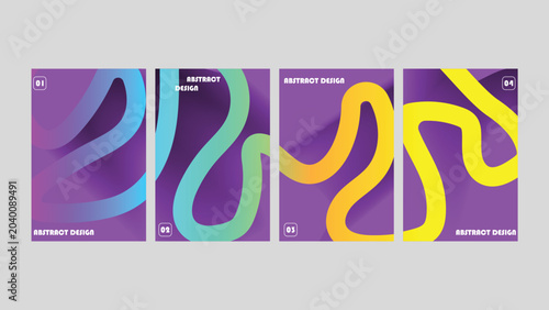 Abstract Purple Gradient Wave Background Collection with Fluid Ribbon Shapes and Modern Geometric Design