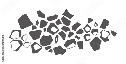Fotografía Scattered dark grey irregular polygons a white abstract pattern texture geometri