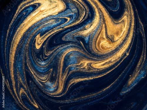 Liquid Gold Navy Blue Abstract Background Metallic Swirl Paint Texture Luxury Website Hero Banner Commercial