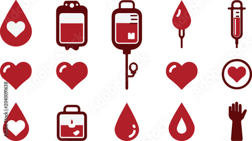 Blood Donation Medical Icons Set 2.
