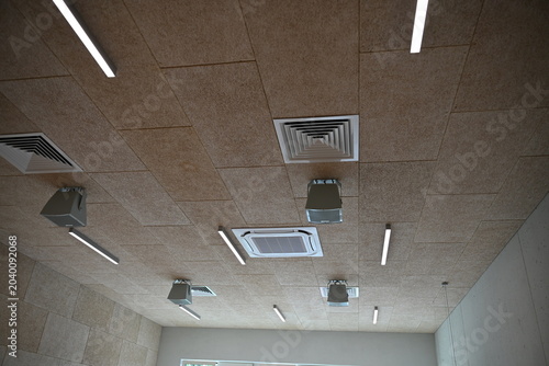 Modern Classroom Interior with Projectors, TV Screens, Air Conditioning and Acoustic Panels Wroclaw School