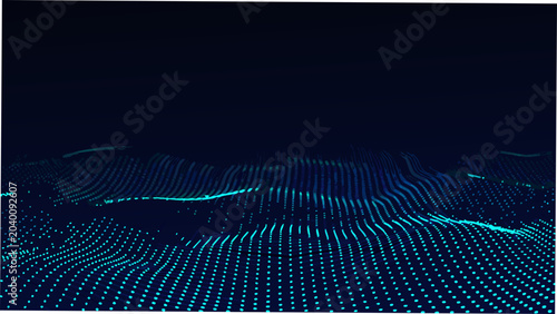 Photos Blue dotted wave pattern against a dark background a digital visualization of un