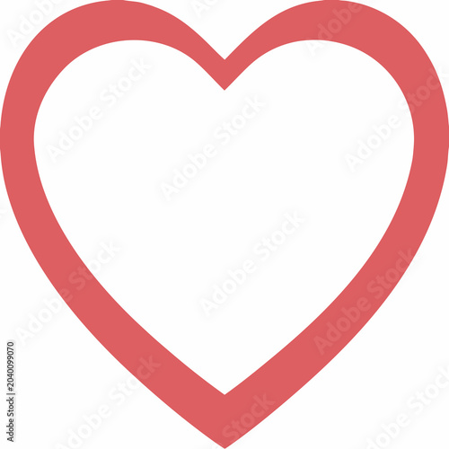Photos Red heart icon simple line drawing on a white background