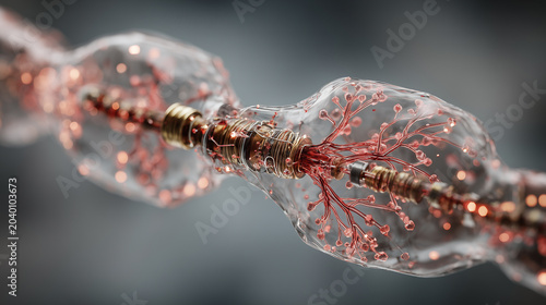 Microscopic view of bioelectronic nerve fiber link