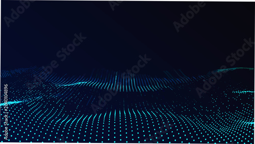 Quadro su tela Blue dot pattern depicting undulating waves a digital vector illustration on a d