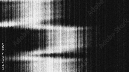 Schilderij op canvas Black and white glitch texture background with vertical lines and analog static
