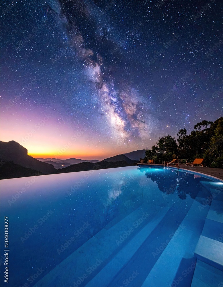 Obraz premium Night sky pool