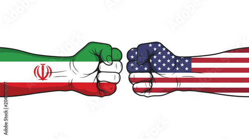 Obraz na płótnie USA and Iran Conflict symbolizing geopolitical tension Premium Vector Illustrati