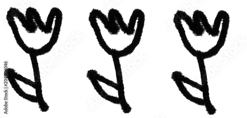 Hand Drawn Tulip Flower Doodle Trio