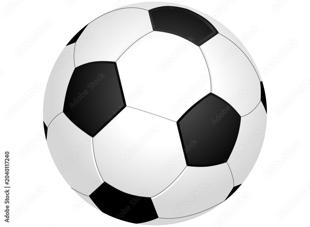 Fototapeta premium Classic black and white soccer ball with smooth lighting isolated on white.