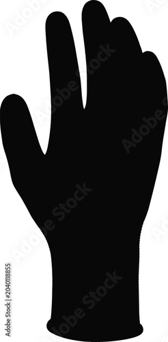 Black silicone work glove for industrial use on white background