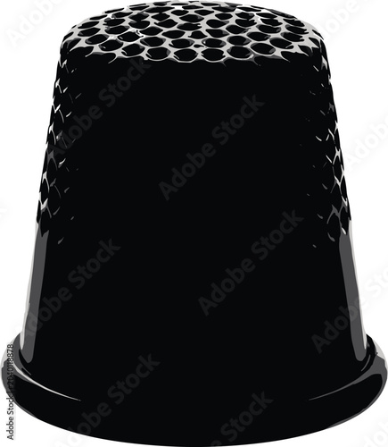 Black thimble with honeycomb pattern on top close-up on white background