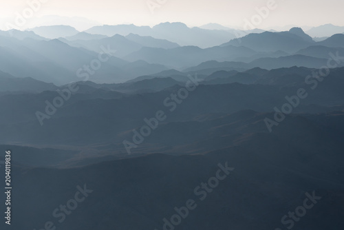 Fotografie Scenic view of rocky Sinai mountains at sunrise