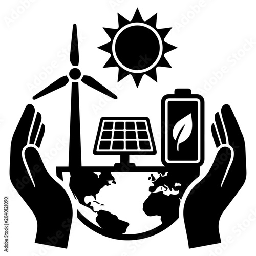 Foto Green energy transition and ecological preservation concept.